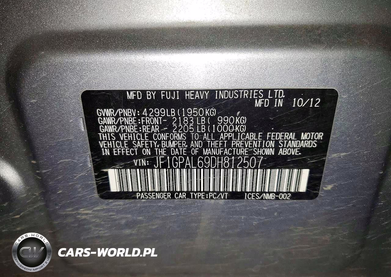 2013 Subaru Impreza Sport Premium VIN:JF1GPAL69DH812507 - 13
