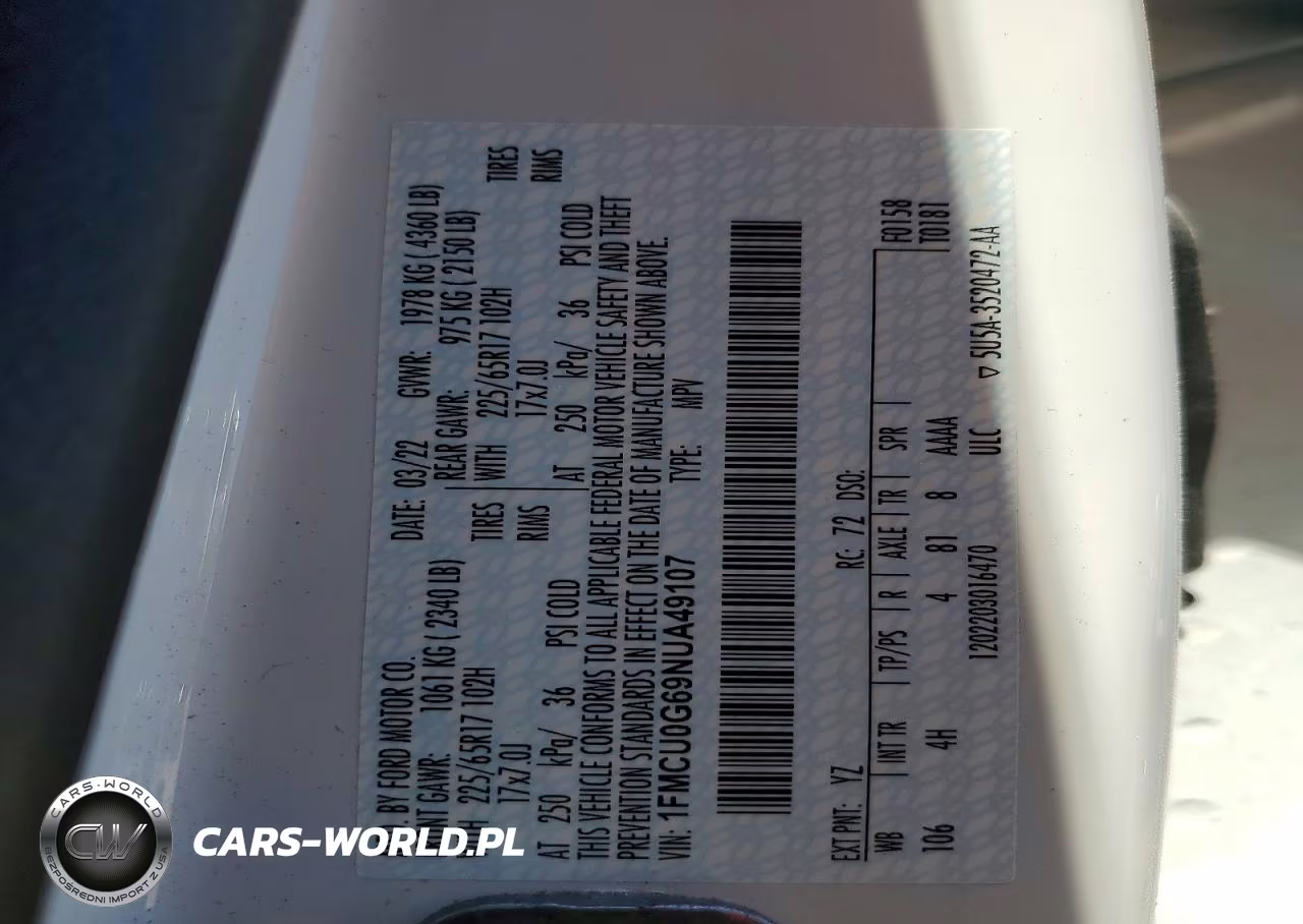 2022 Ford Escape Se VIN:1FMCU0G69NUA49107 - 13