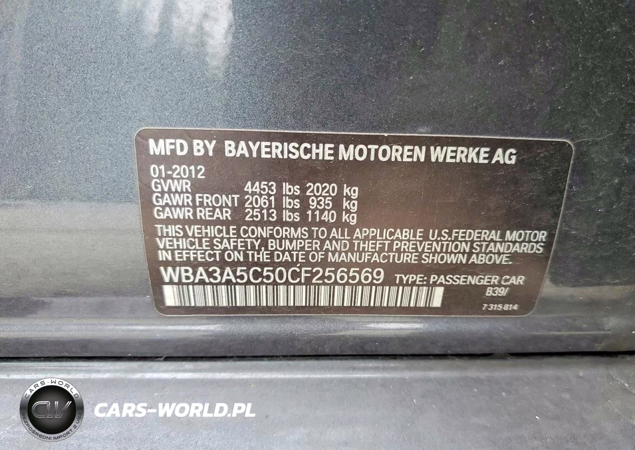 2012 BMW 328 I VIN:WBA3A5C50CF256569 - 12