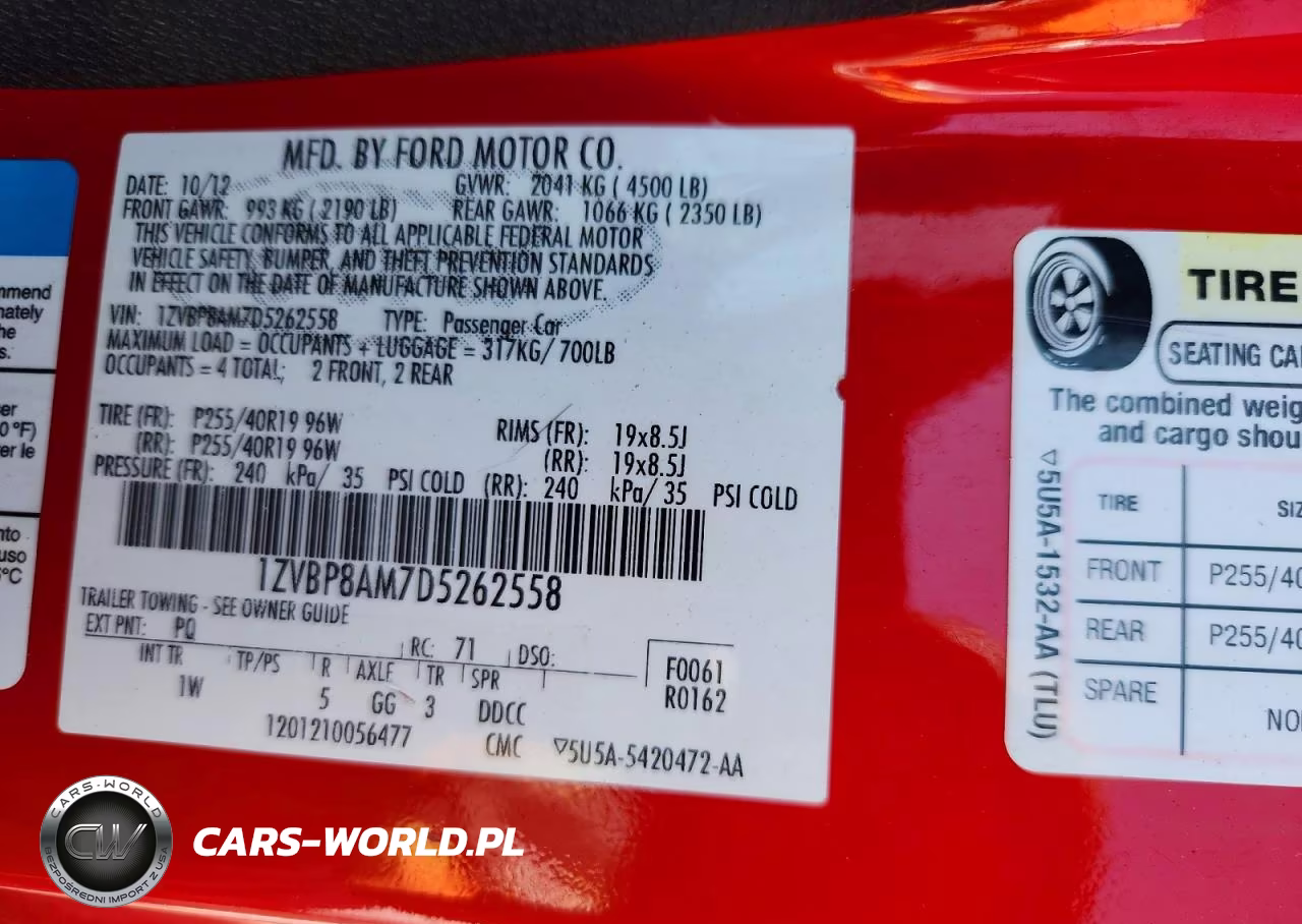 2013 Ford Mustang VIN:1ZVBP8AM7D5262558 - 12
