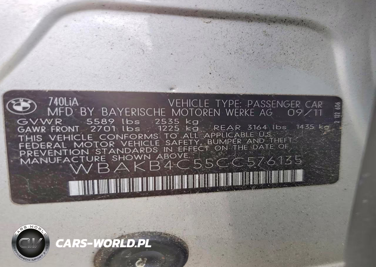 2012 BMW 740 Li VIN:WBAKB4C55CC576135 - 12
