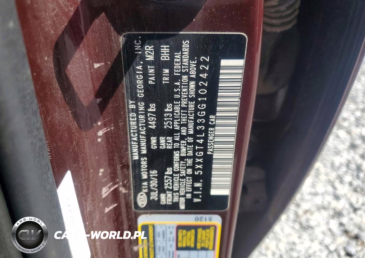 2016 Kia Optima Lx VIN:5XXGT4L33GG102422 - 12