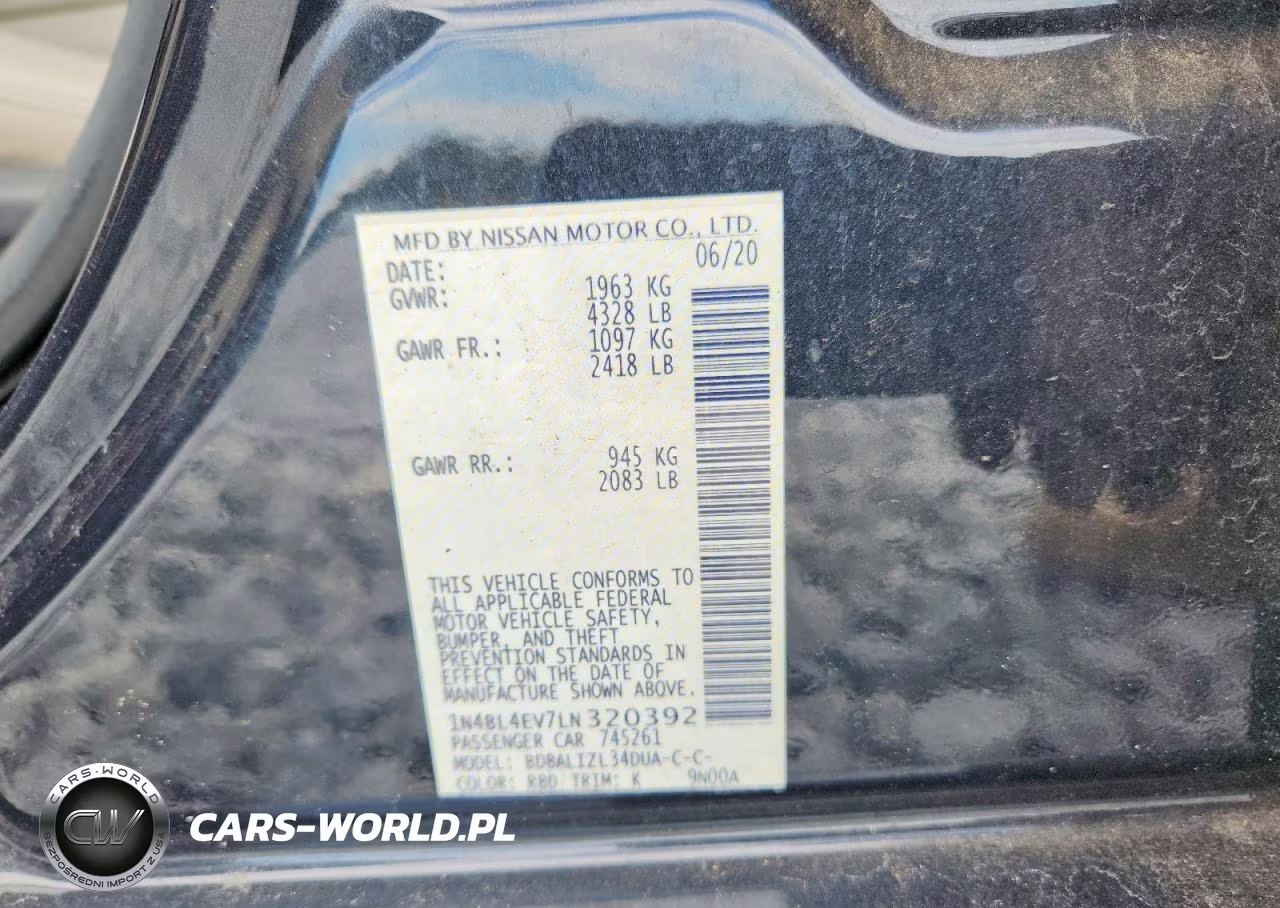 2020 Nissan Altima Sl VIN:1N4BL4EV7LN320392 - 12