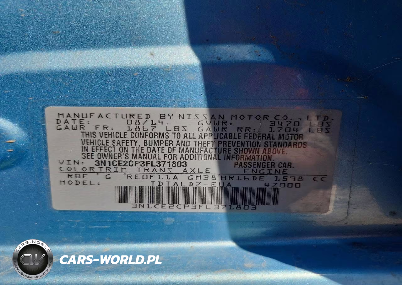2015 Nissan Versa Note Sv VIN:3N1CE2CP3FL371803 - 12