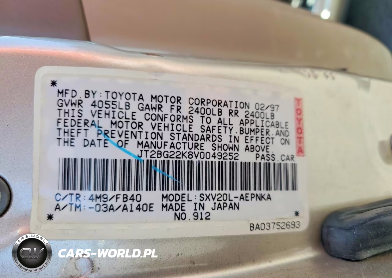 1997 Toyota Camry Le VIN:JT2BG22K8V0049252 - 12