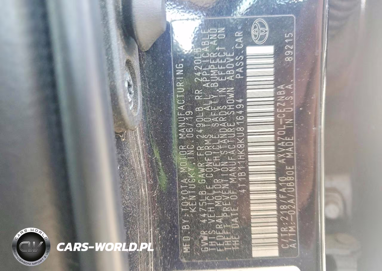 2019 Toyota Camry Le VIN:4T1B11HK8KU816494 - 12