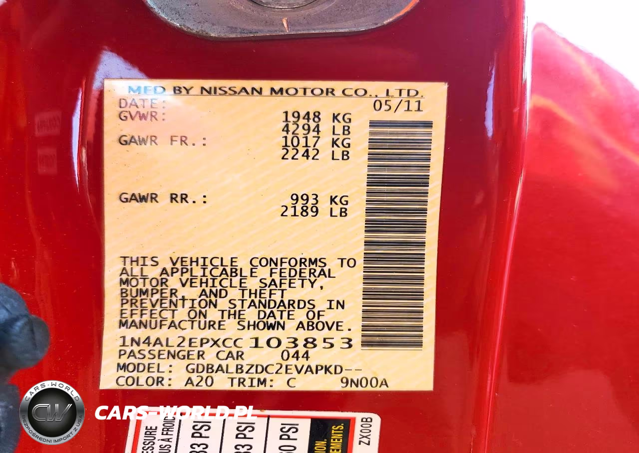 2012 Nissan Altima S VIN:1N4AL2EPXCC103853 - 12