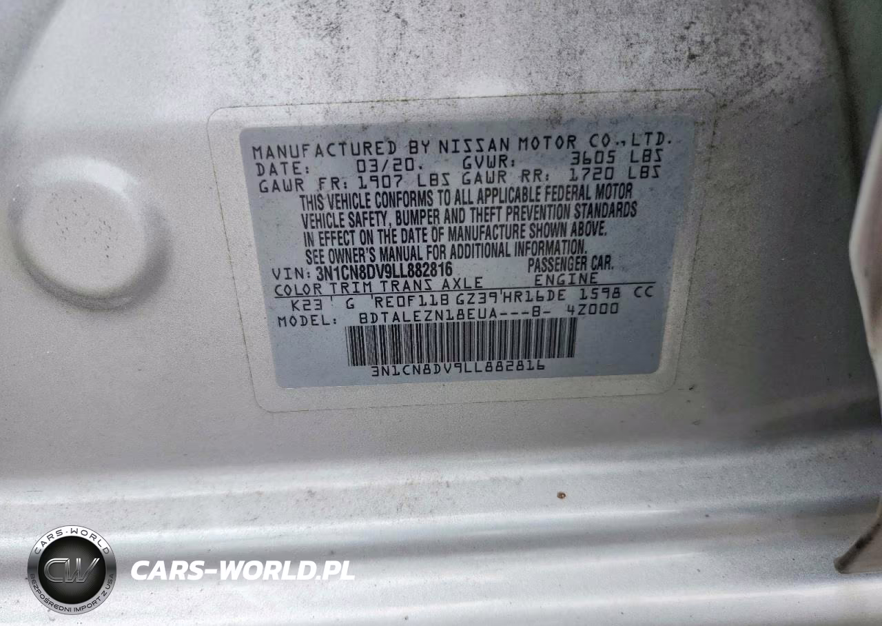2020 Nissan Versa S VIN:3N1CN8DV9LL882816 - 12