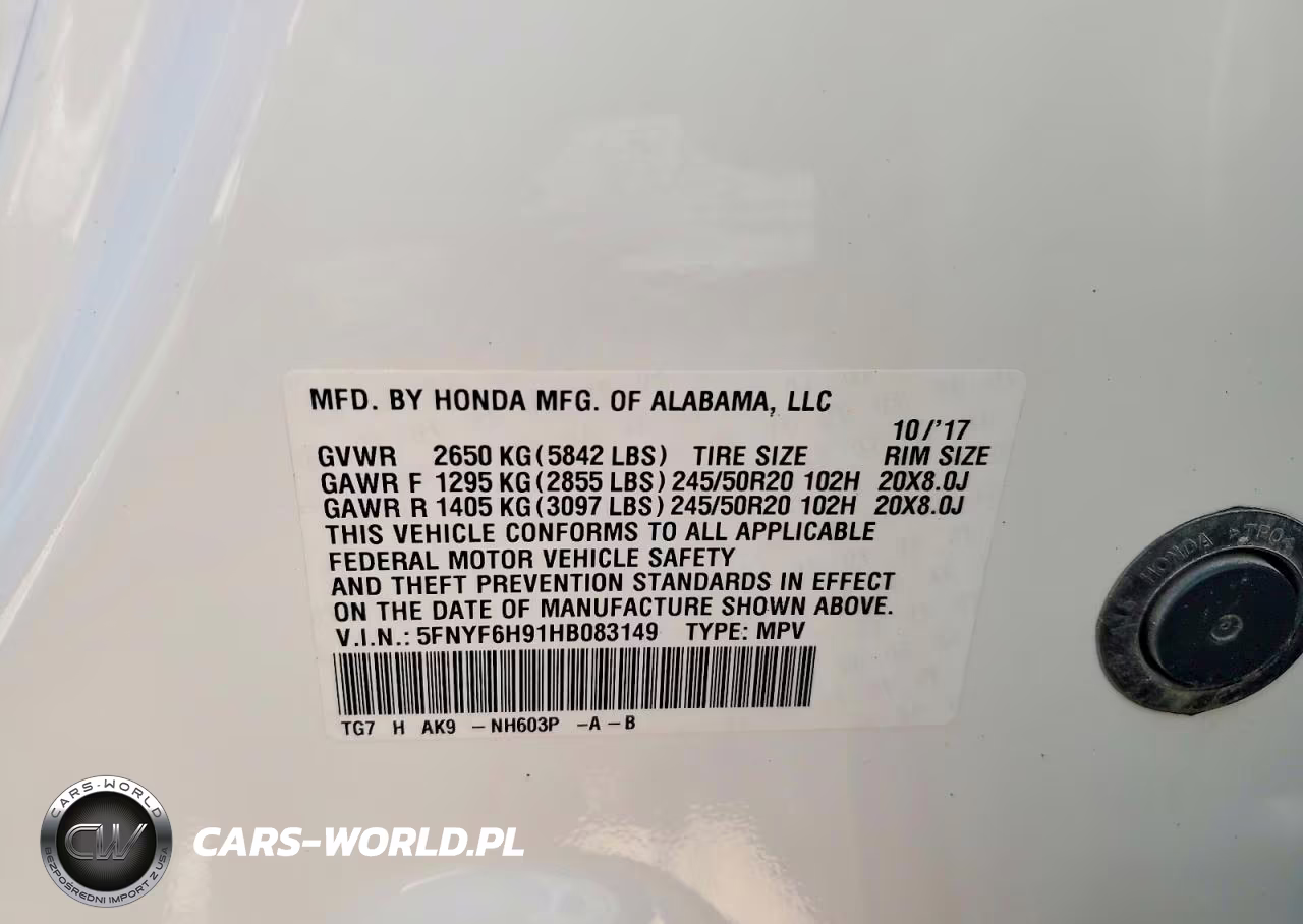 2017 Honda Pilot Touring VIN:5FNYF6H91HB083149 - 13