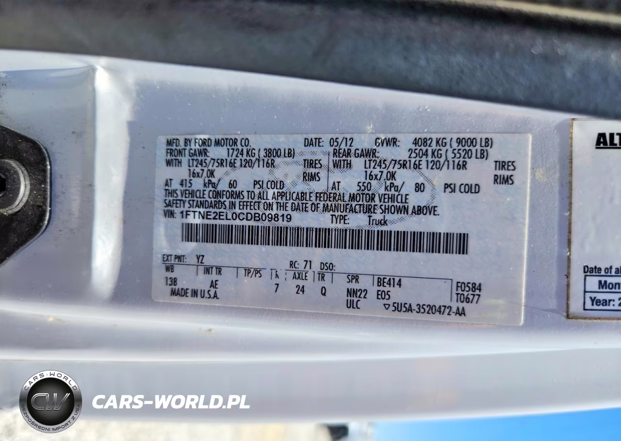 2012 Ford E-250 Commercial VIN:1FTNE2EL0CDB09819 - 12