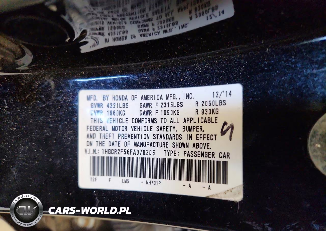 2015 Honda Accord Sport VIN:1HGCR2F56FA078305 - 13