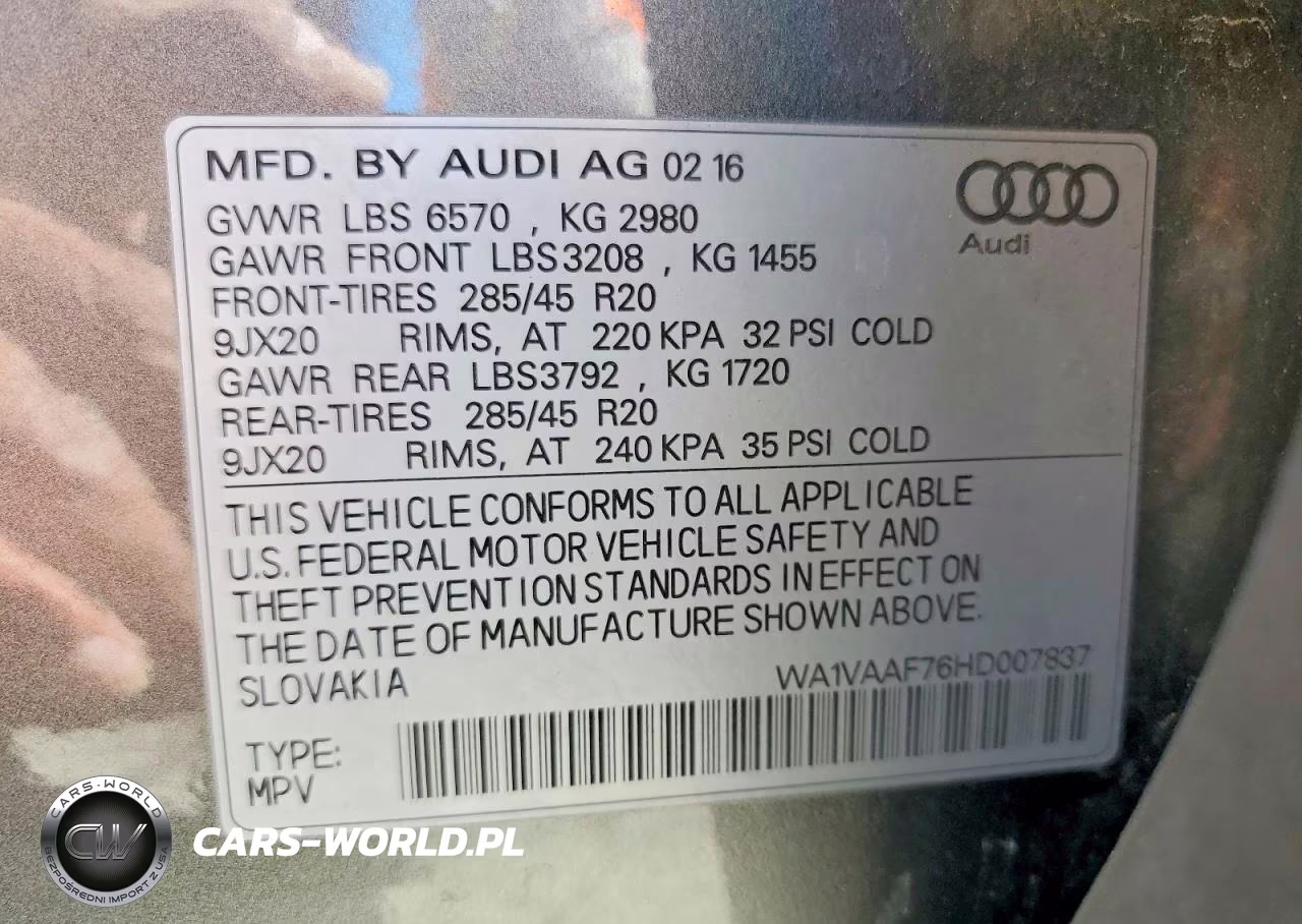 2017 Audi Q7 Prestige VIN:WA1VAAF76HD007837 - 12