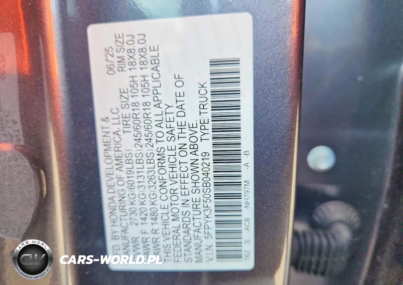 2025 Honda Ridgeline Rtl VIN:5FPYK3F50SB040219 - 13