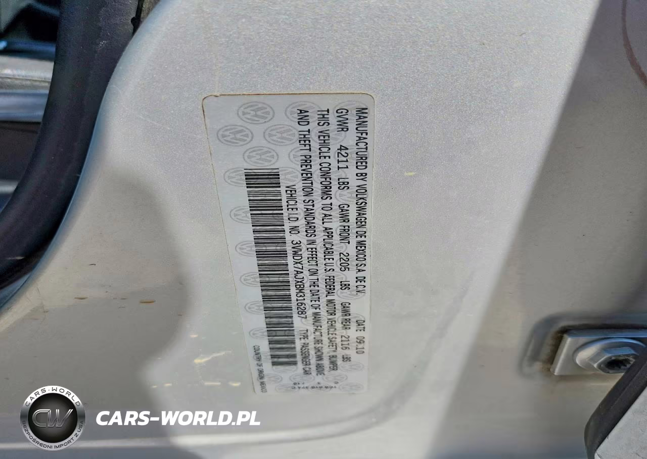 2011 Volkswagen Jetta Se VIN:3VWDX7AJXBM316287 - 12