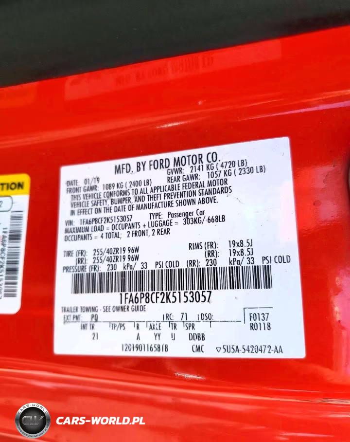 2019 Ford Mustang Gt VIN:1FA6P8CF2K5153057 - 12