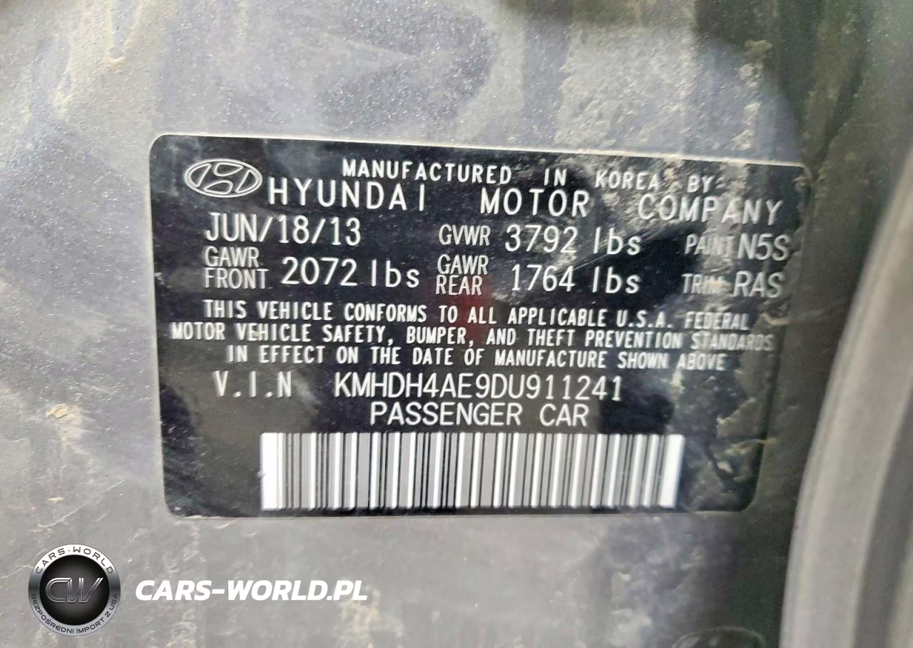 2013 Hyundai Elantra Gls VIN:KMHDH4AE9DU911241 - 12