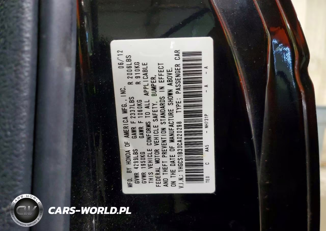 2012 Honda Accord Lx VIN:1HGCS1B30CA020298 - 12