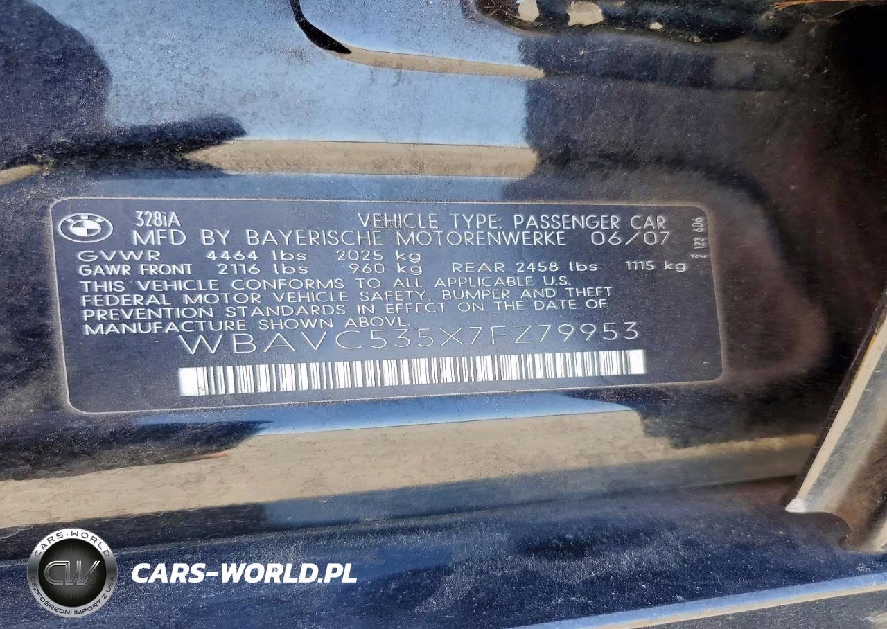 2007 BMW 328 I Sulev VIN:WBAVC535X7FZ79953 - 12