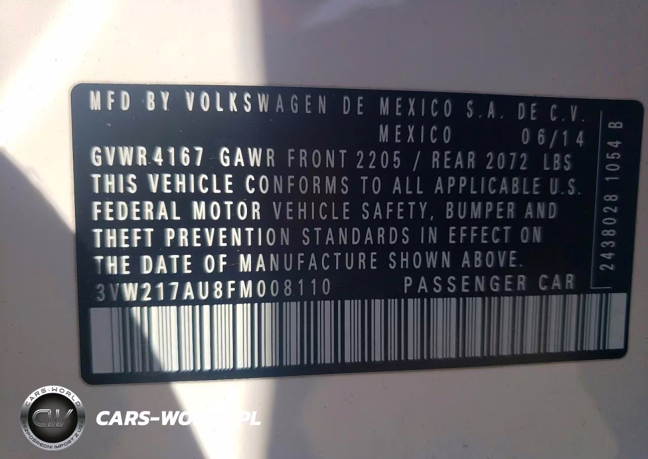 2015 Volkswagen Golf VIN:3VW217AU8FM008110 - 13