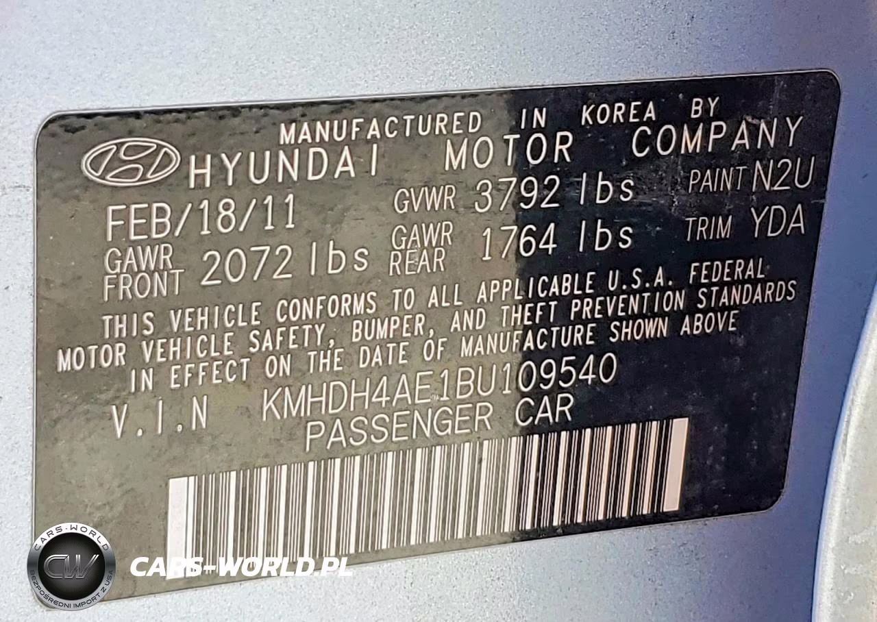 2011 Hyundai Elantra Gls VIN:KMHDH4AE1BU109540 - 12