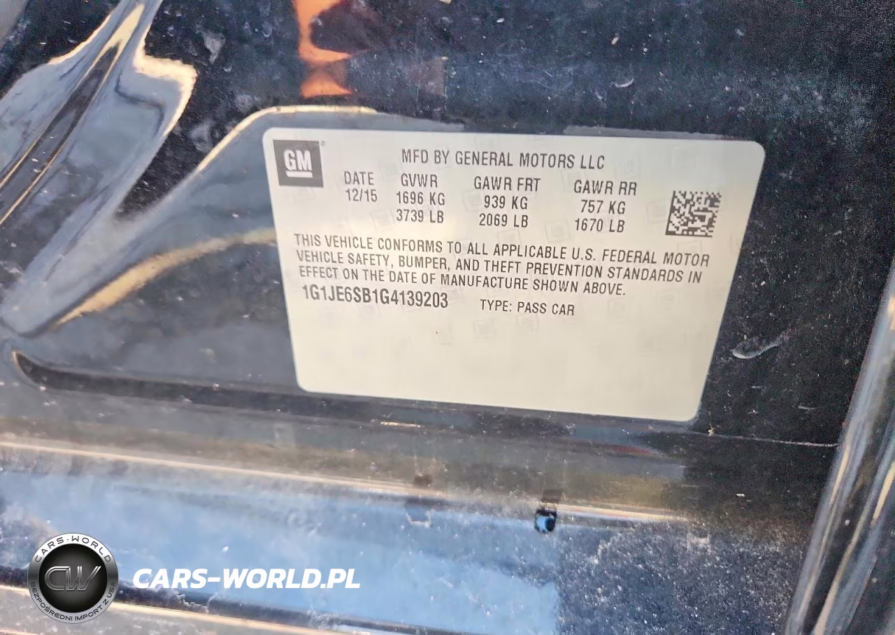 2016 Chevrolet Sonic Ltz VIN:1G1JE6SB1G4139203 - 12
