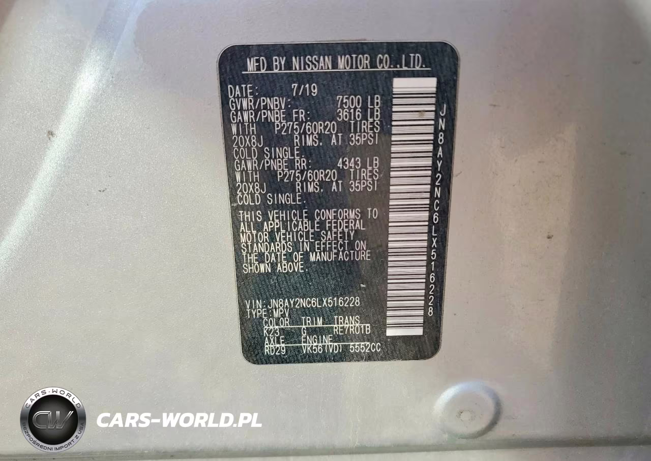 2020 Nissan Armada VIN:JN8AY2NC6LX516228 - 13