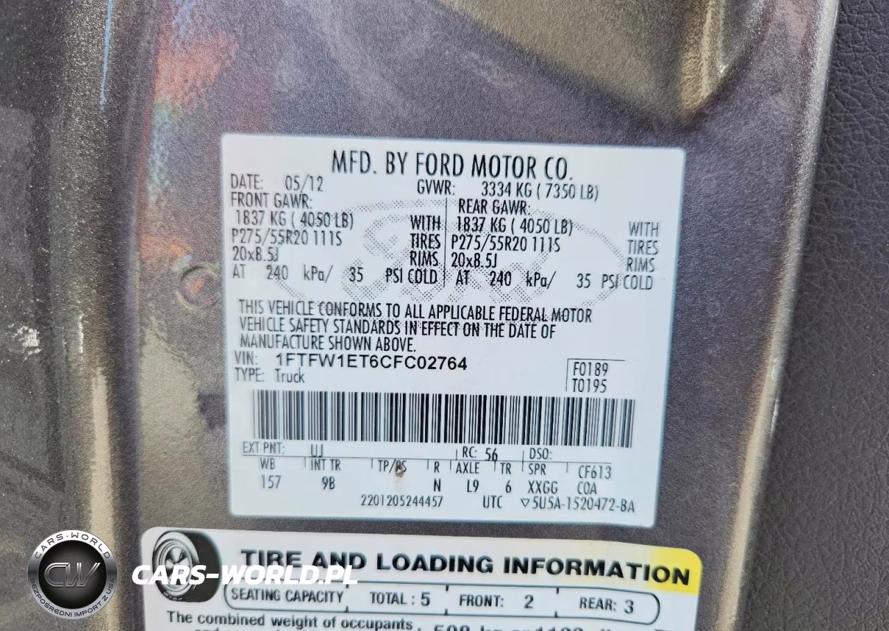2012 Ford F150 Supercrew VIN:1FTFW1ET6CFC02764 - 12