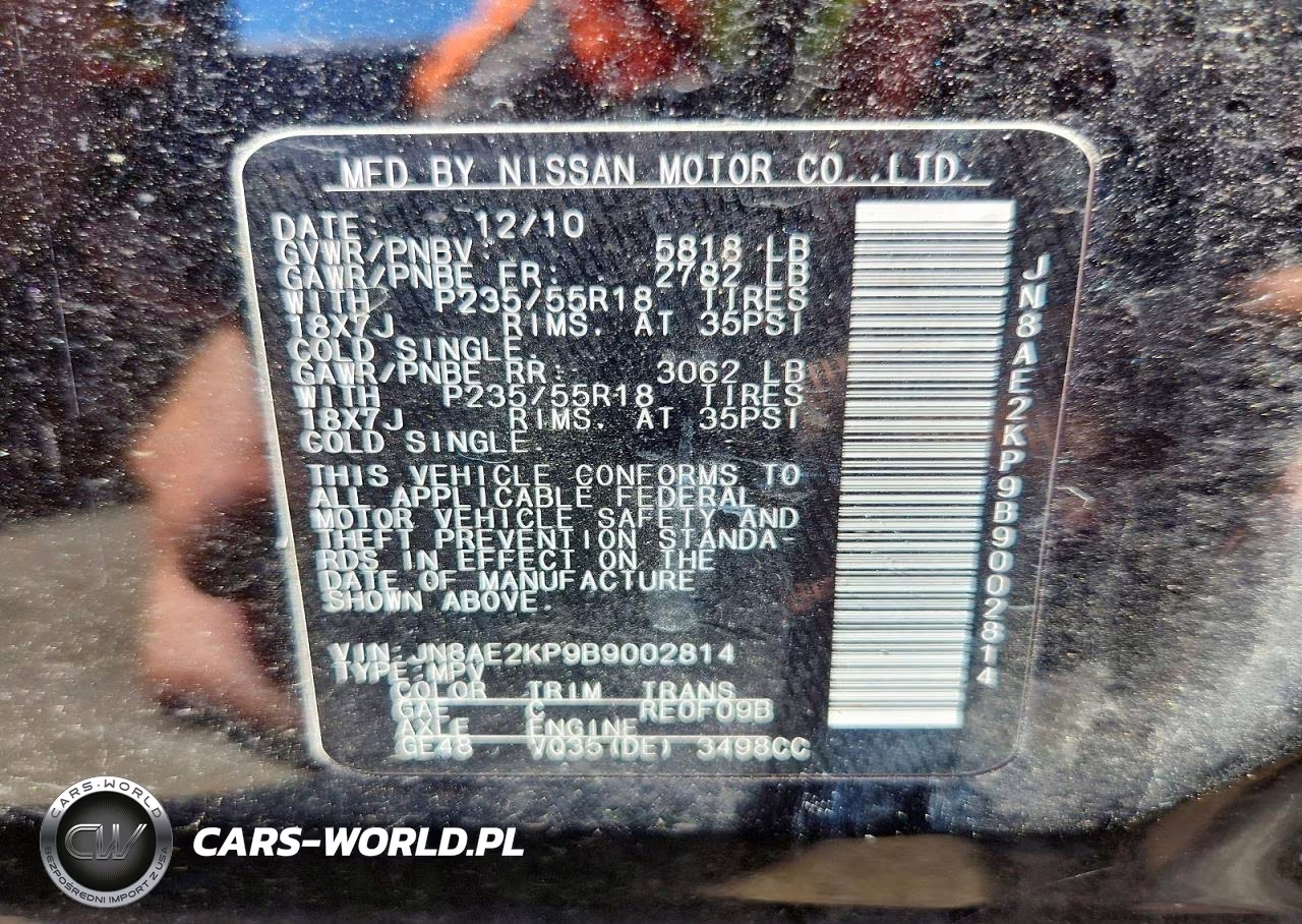 2011 Nissan Quest 3.5 S VIN:JN8AE2KP9B9002814 - 14