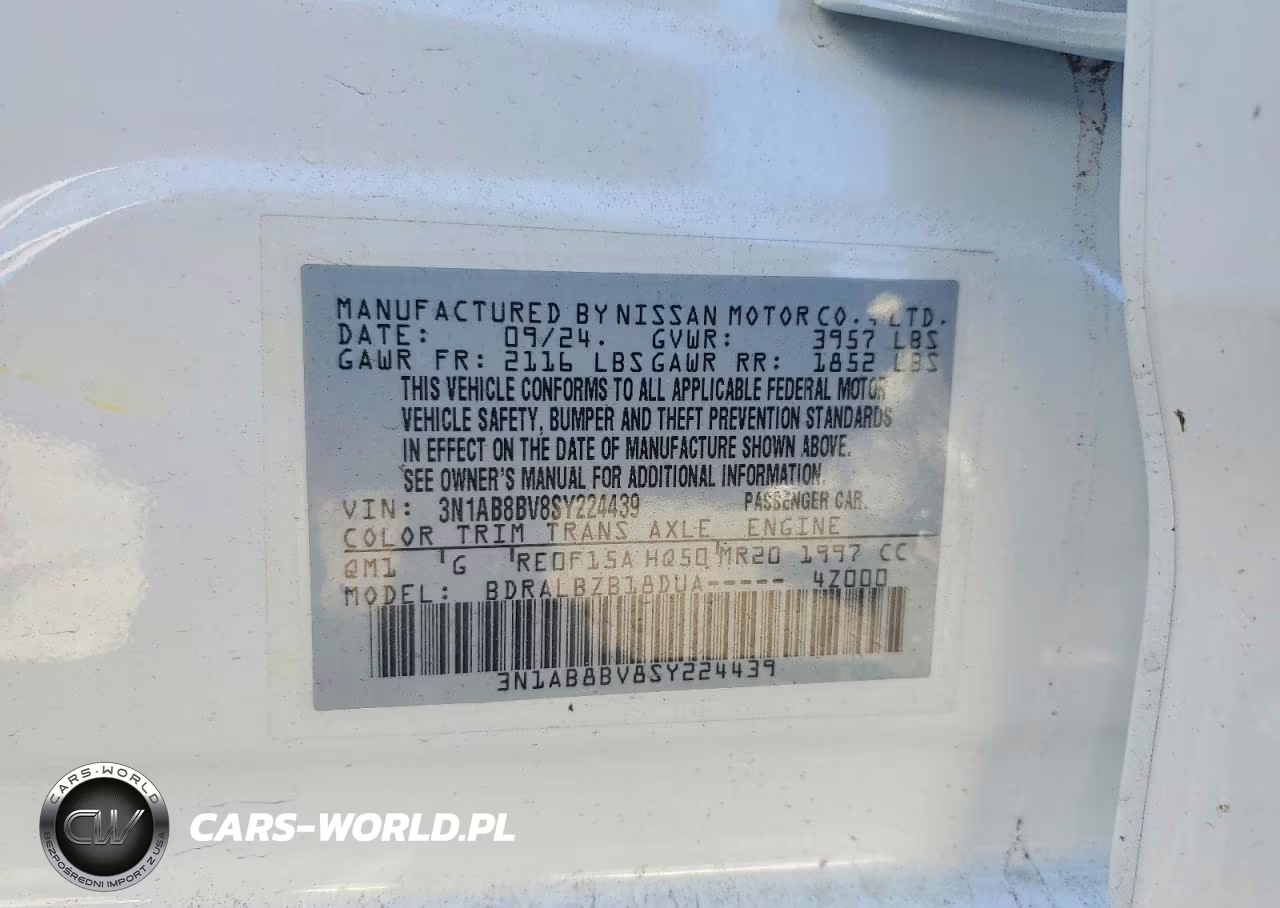 2025 Nissan Sentra S VIN:3N1AB8BV8SY224439 - 13