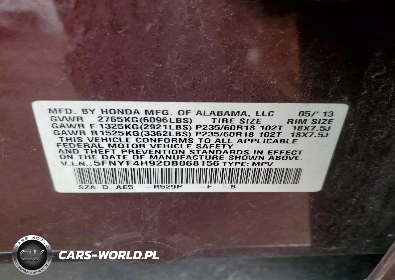 2013 Honda Pilot Touring VIN:5FNYF4H92DB068156 - 13