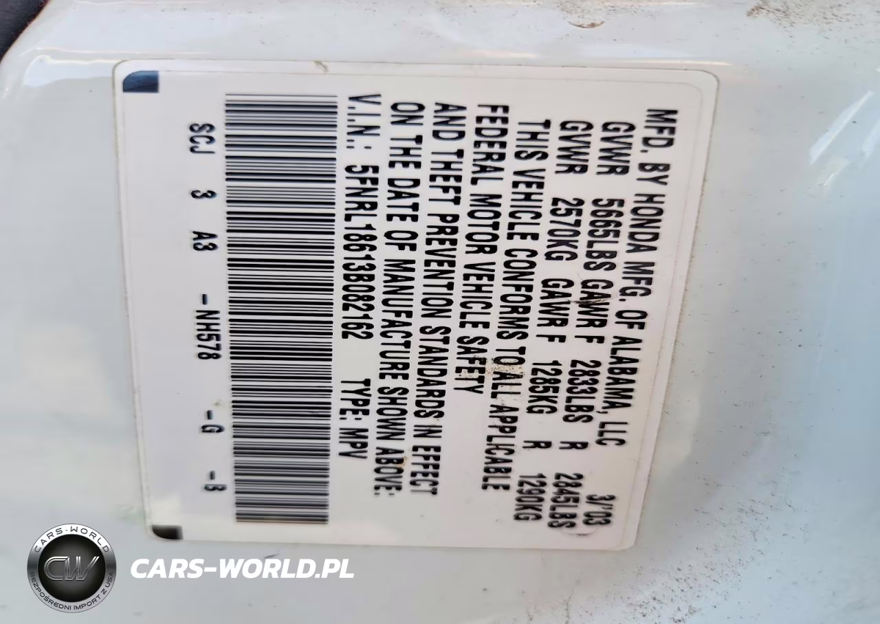2003 Honda Odyssey Ex VIN:5FNRL18613B082162 - 13