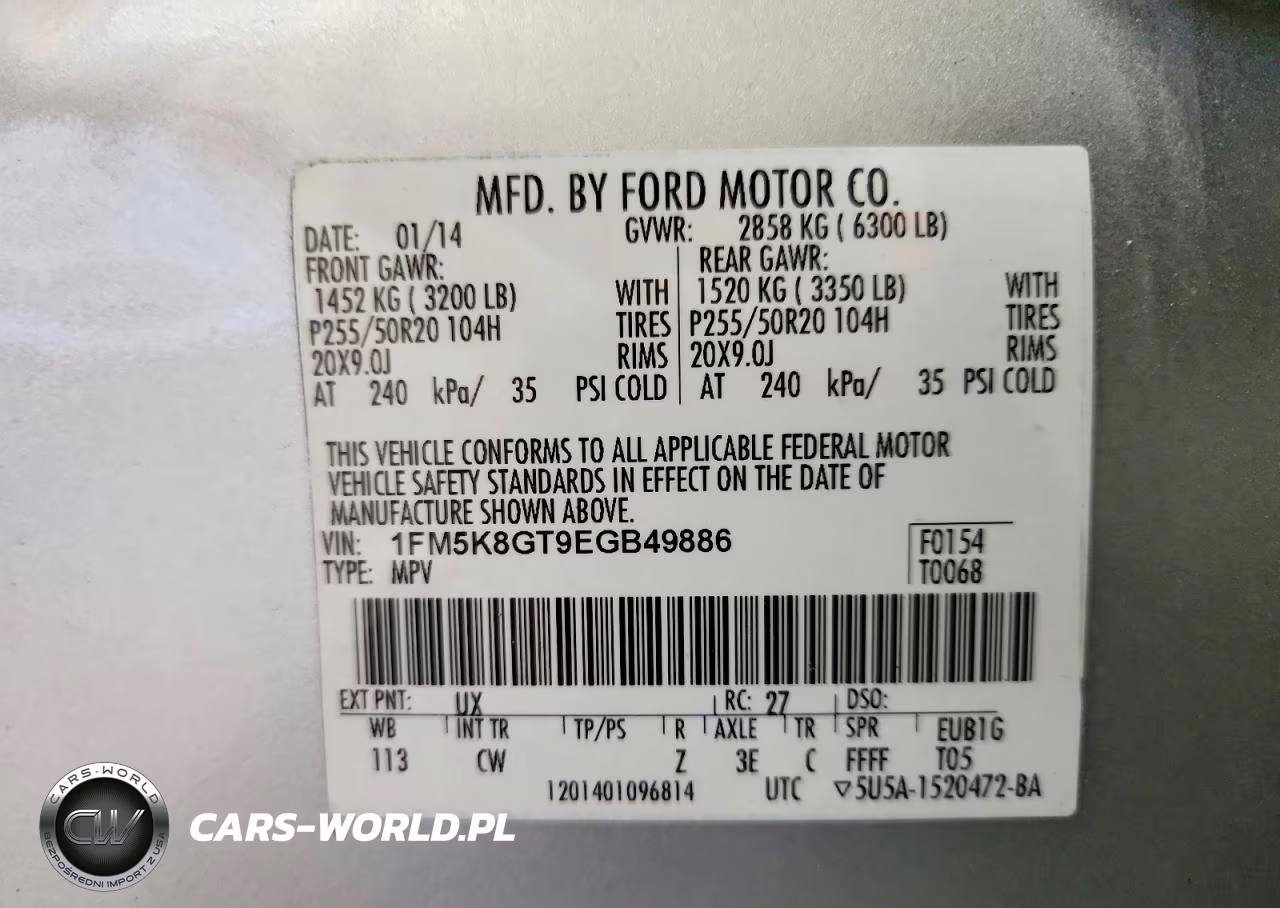 2014 Ford Explorer Sport VIN:1FM5K8GT9EGB49886 - 13