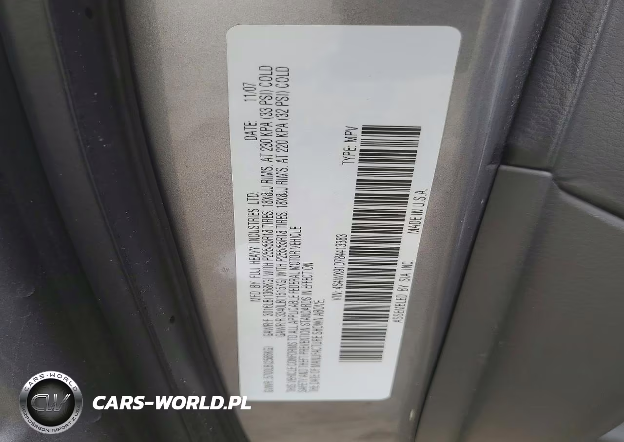 2008 Subaru Tribeca VIN:4S4WX91D784413383 - 14