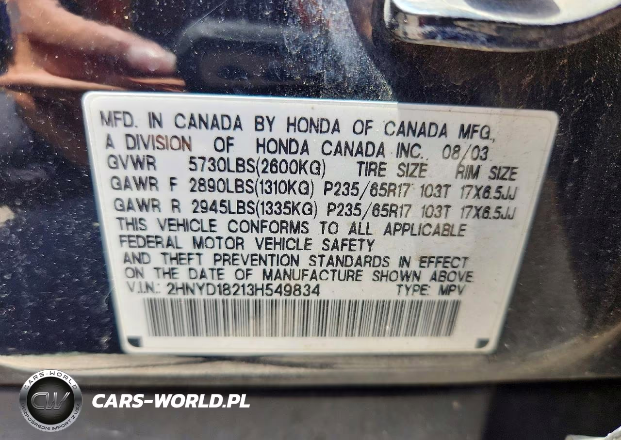 2003 Acura Mdx VIN:2HNYD18213H549834 - 13