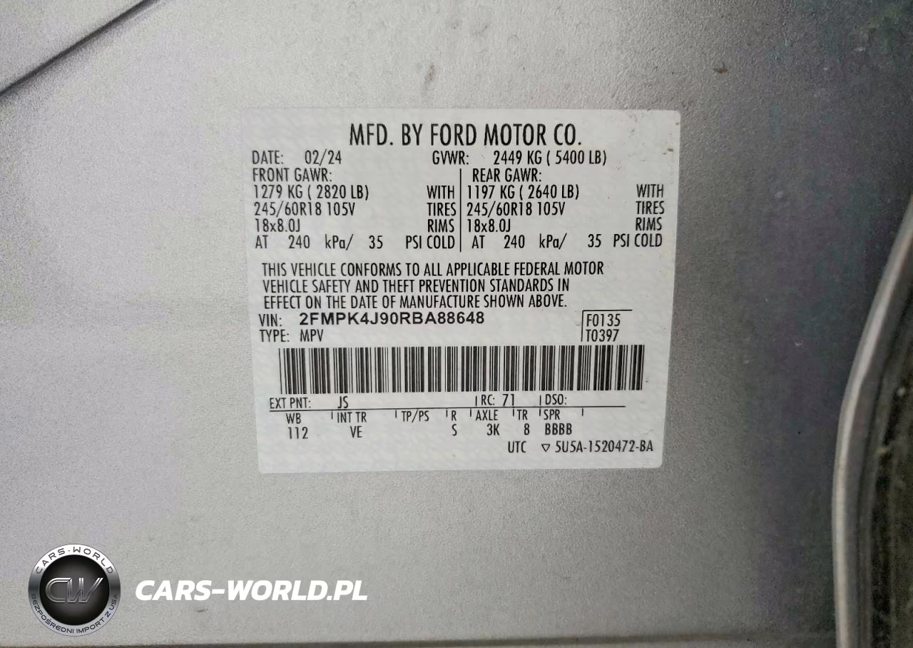 2024 Ford Edge Sel VIN:2FMPK4J90RBA88648 - 14