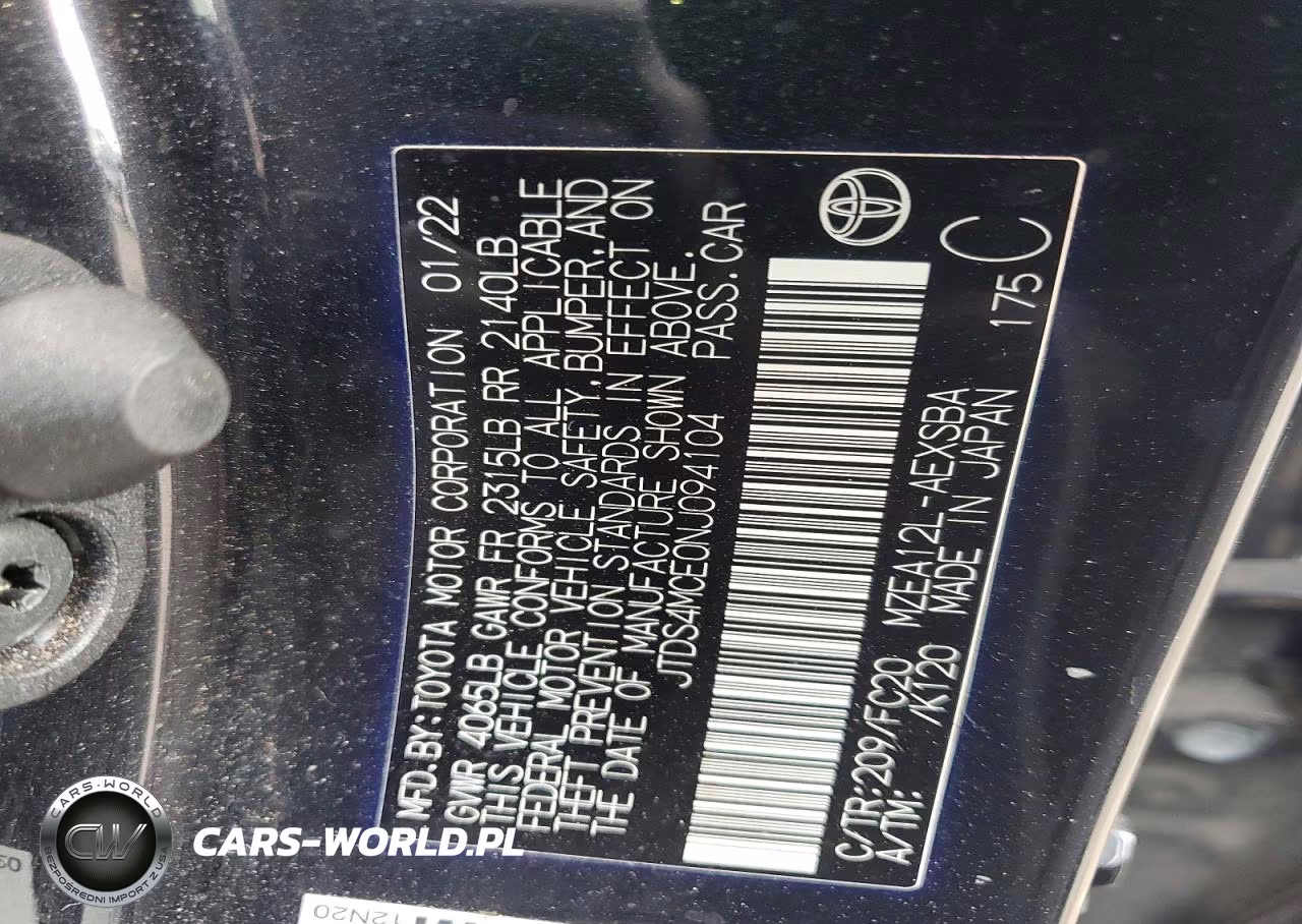 2022 Toyota Corolla Se VIN:JTDS4MCE0NJ094104 - 12