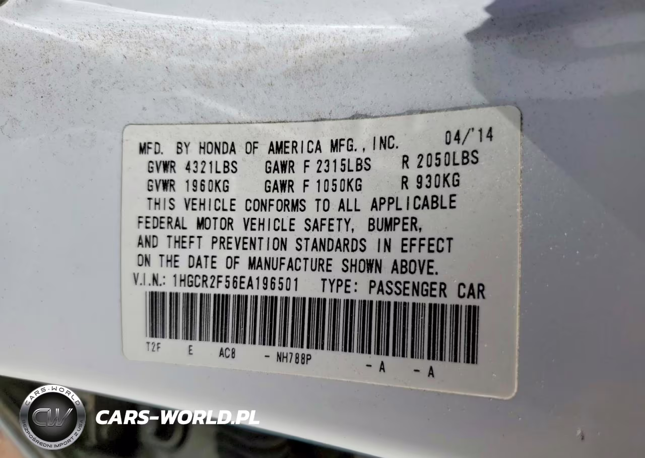 2014 Honda Accord Sport VIN:1HGCR2F56EA196501 - 13