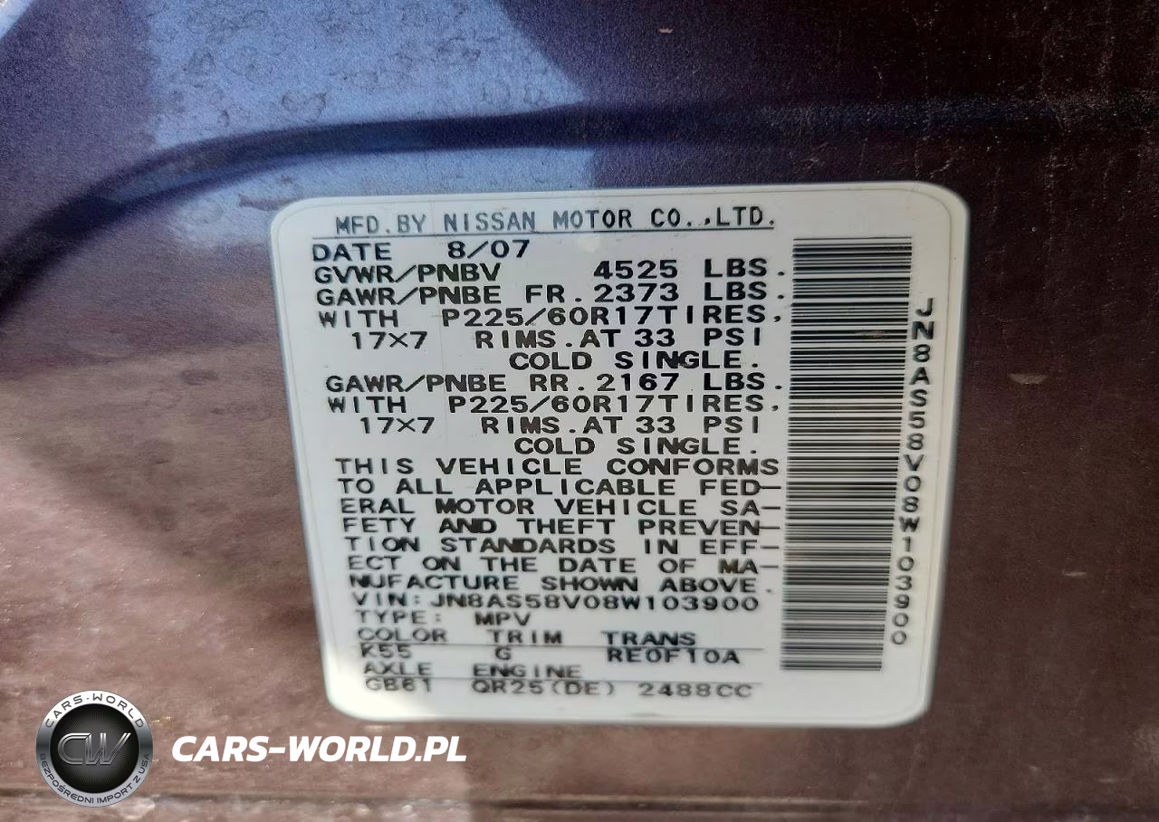2008 Nissan Rogue S VIN:JN8AS58V08W103900 - 12