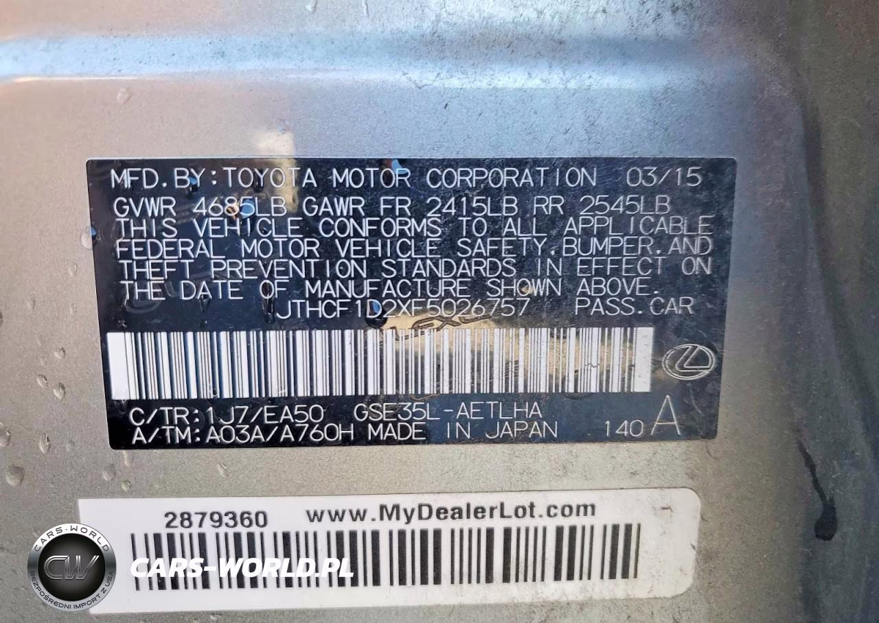 2015 Lexus Is 250 VIN:JTHCF1D2XF5026757 - 13