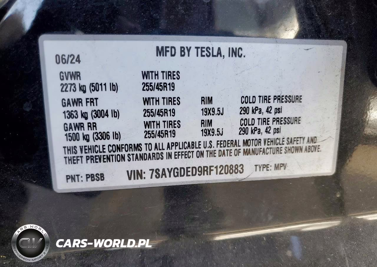 2024 Tesla Model Y VIN:7SAYGDED9RF120883 - 14
