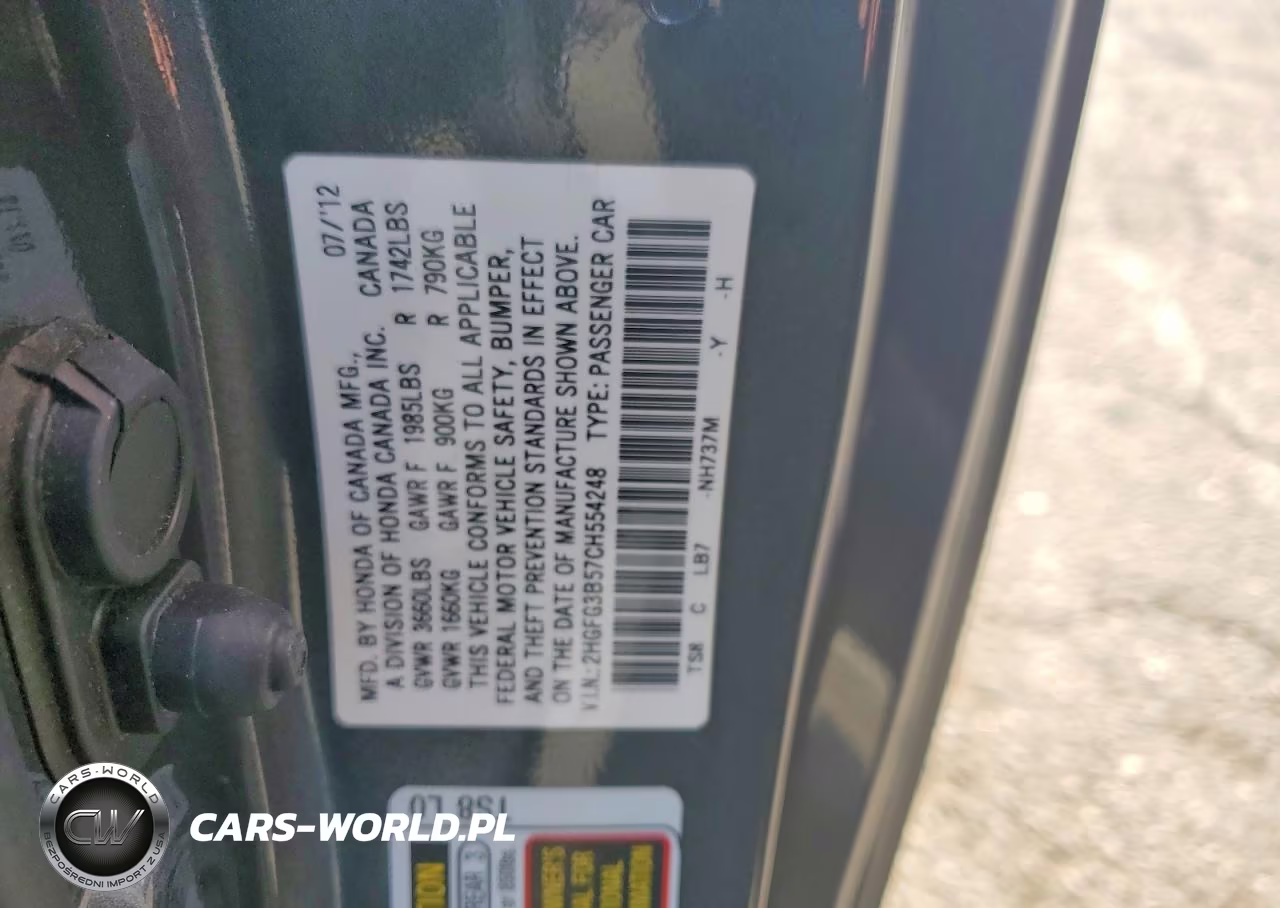 2012 Honda Civic Lx VIN:2HGFG3B57CH554248 - 13