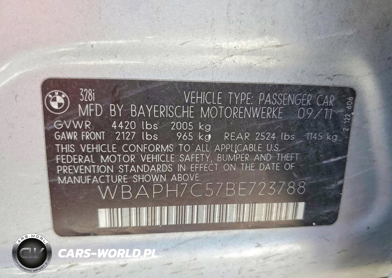 2011 BMW 328 I VIN:WBAPH7C57BE723788 - 12