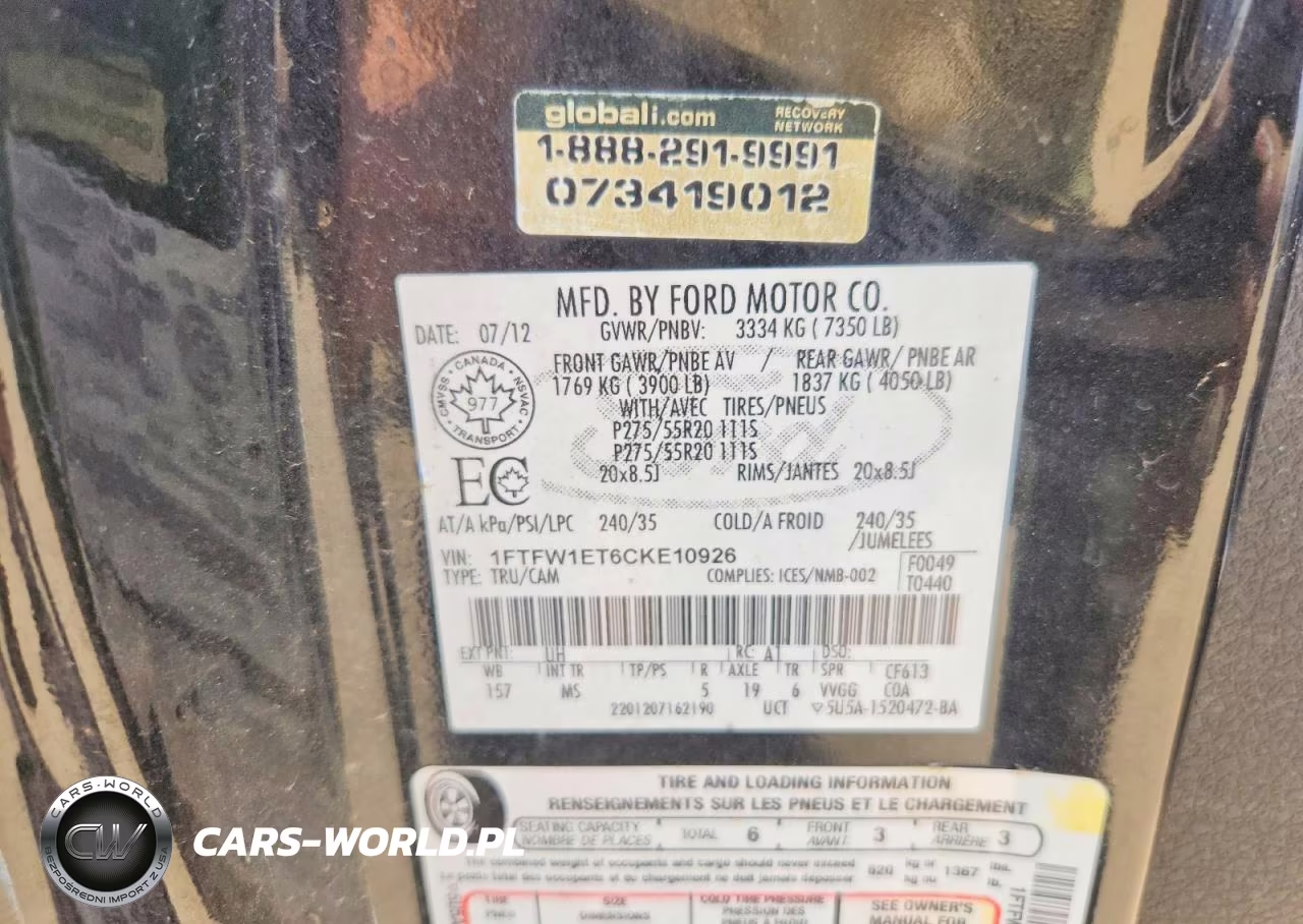 2012 Ford F150 Supercrew VIN:1FTFW1ET6CKE10926 - 12