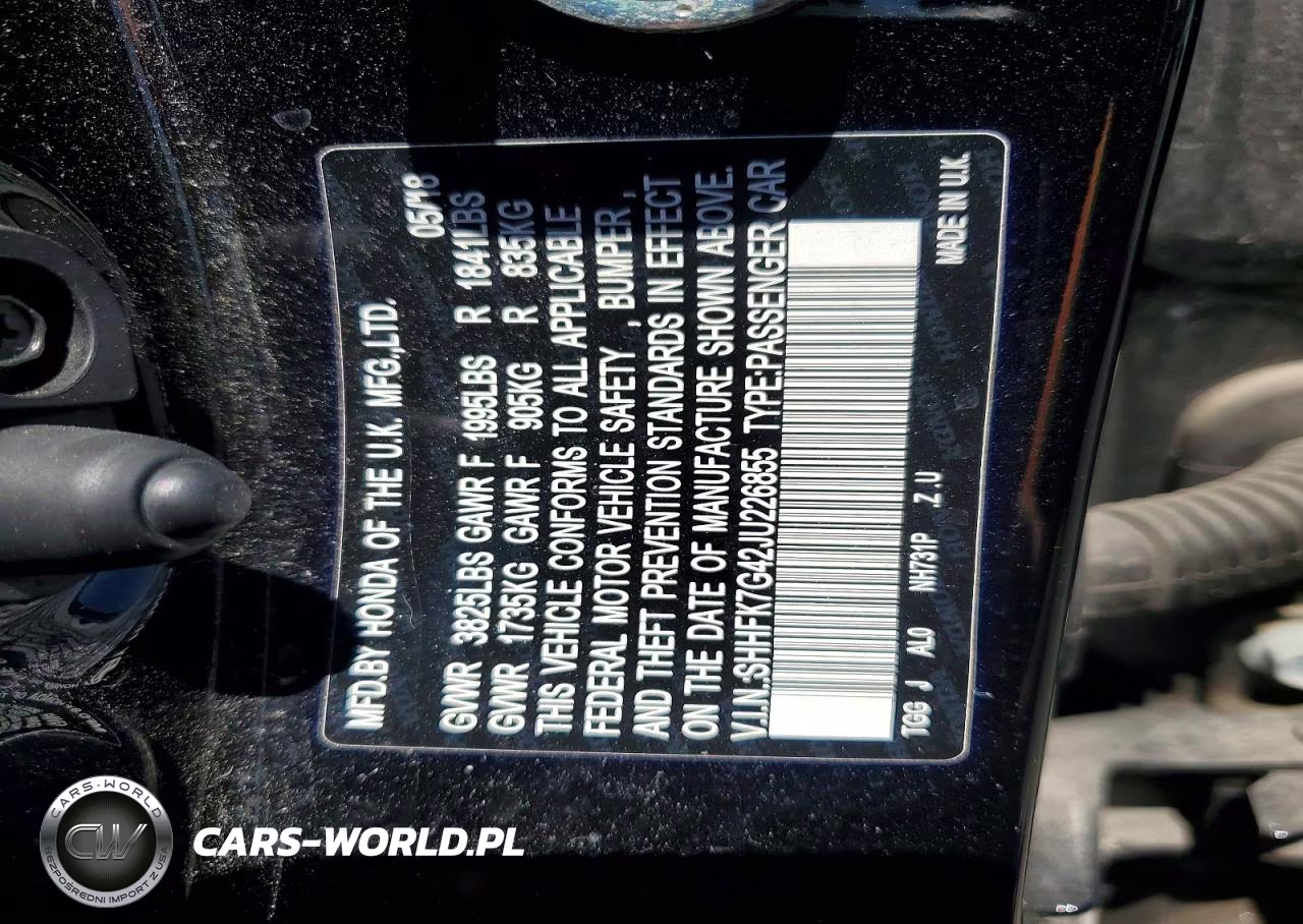 2018 Honda Civic Sport VIN:SHHFK7G42JU226855 - 12