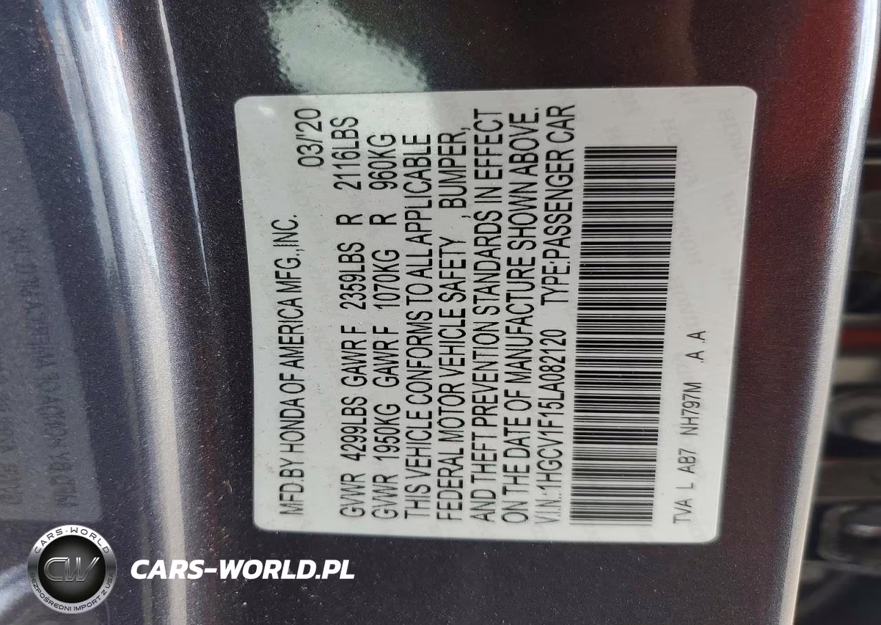 2020 Honda Accord Lx VIN:1HGCV1F15LA082120 - 12