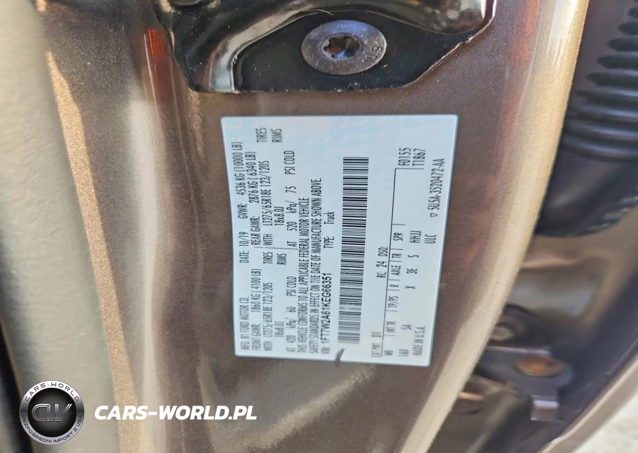2019 Ford F250 Super Duty VIN:1FT7W2A61KEG66351 - 12