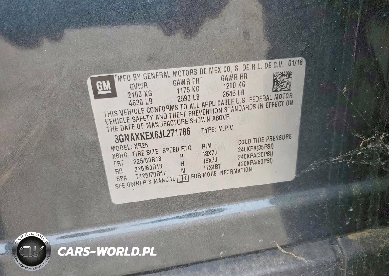 2018 Chevrolet Equinox Lt VIN:3GNAXKEX6JL271786 - 14