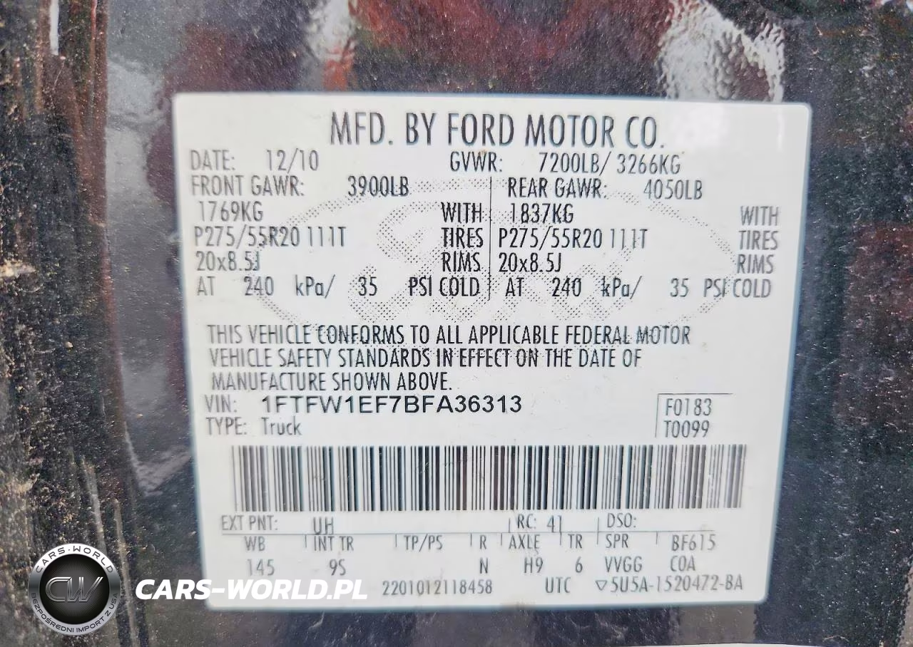 2011 Ford F150 Platinum VIN:1FTFW1EF7BFA36313 - 12