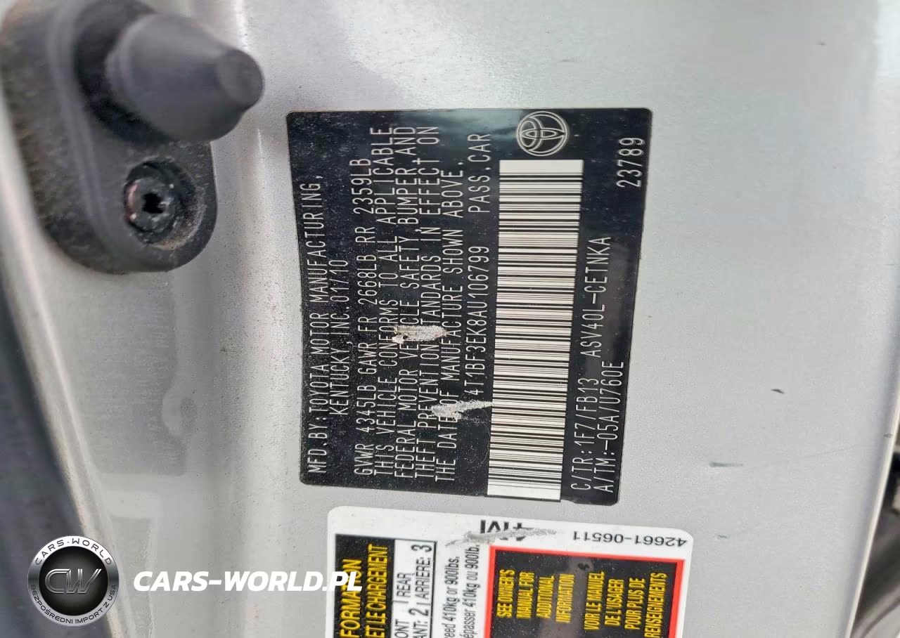 2010 Toyota Camry Le VIN:4T1BF3EK8AU106799 - 12