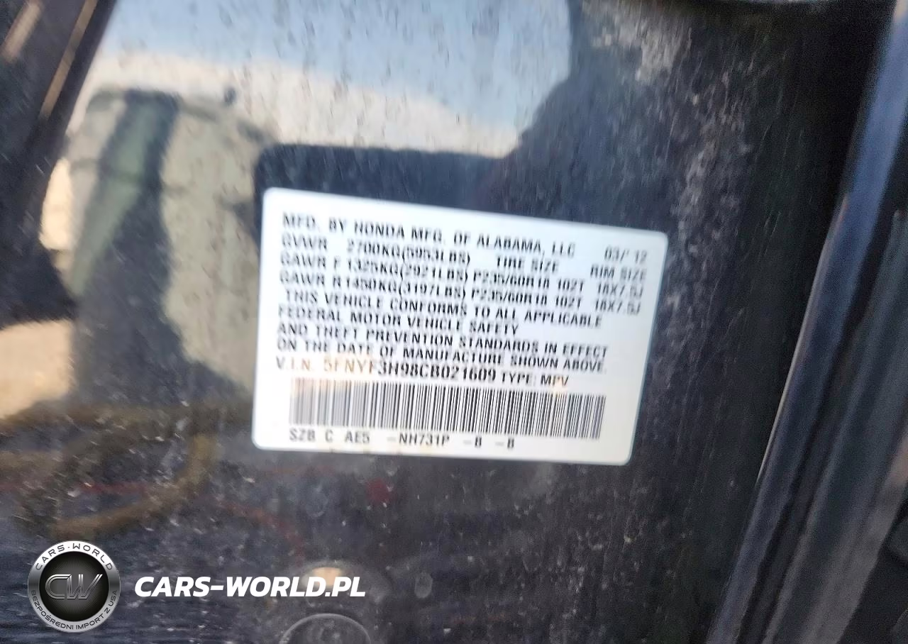 2012 Honda Pilot Touring VIN:5FNYF3H98CB021609 - 13